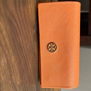 Tory Burch Orange authentic sunglasses eyeglasses leather case